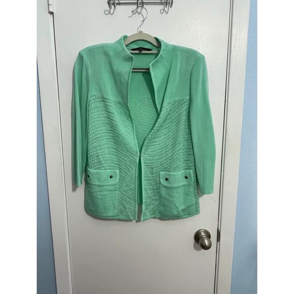 Ming Wang Cardigan Sweater Small Mint Green Clueless Preppy Old Money NWT - Picture 1 of 7